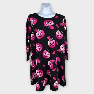 SHEIN Curve Womens dress 4XL Halloween Print Black Purple Pumkins Spooky